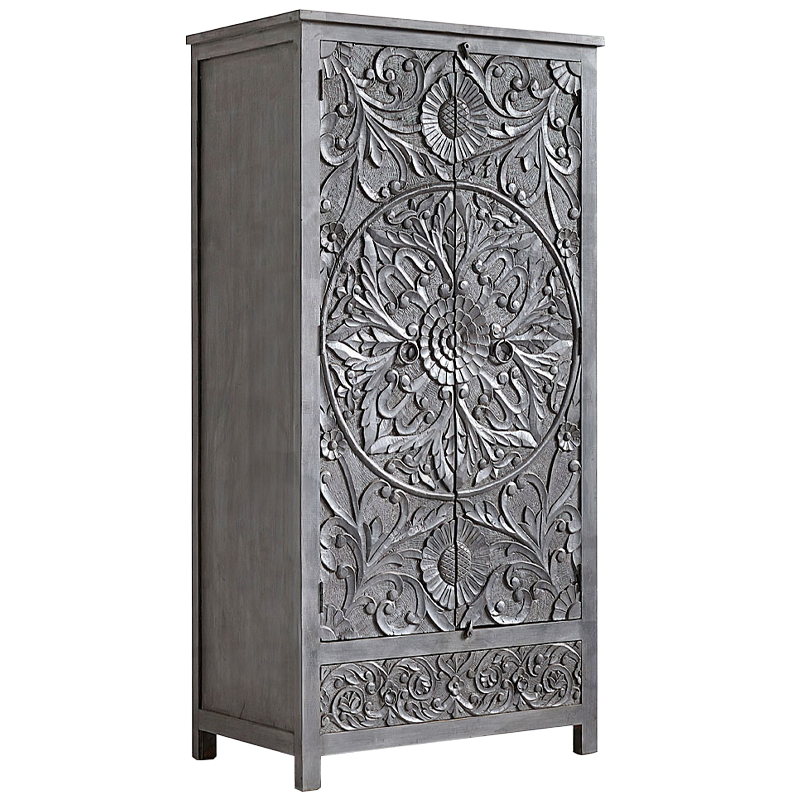 Шкаф Indian Antique White Furniture Cupboard Devan серый Серый в Краснодаре | Loft Concept 