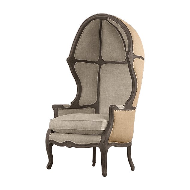 Кресло купол RH Versailles Domed Burlap Backed Chair ivory ( слоновая кость ) Серый Дерево Акация в Краснодаре | Loft Concept 