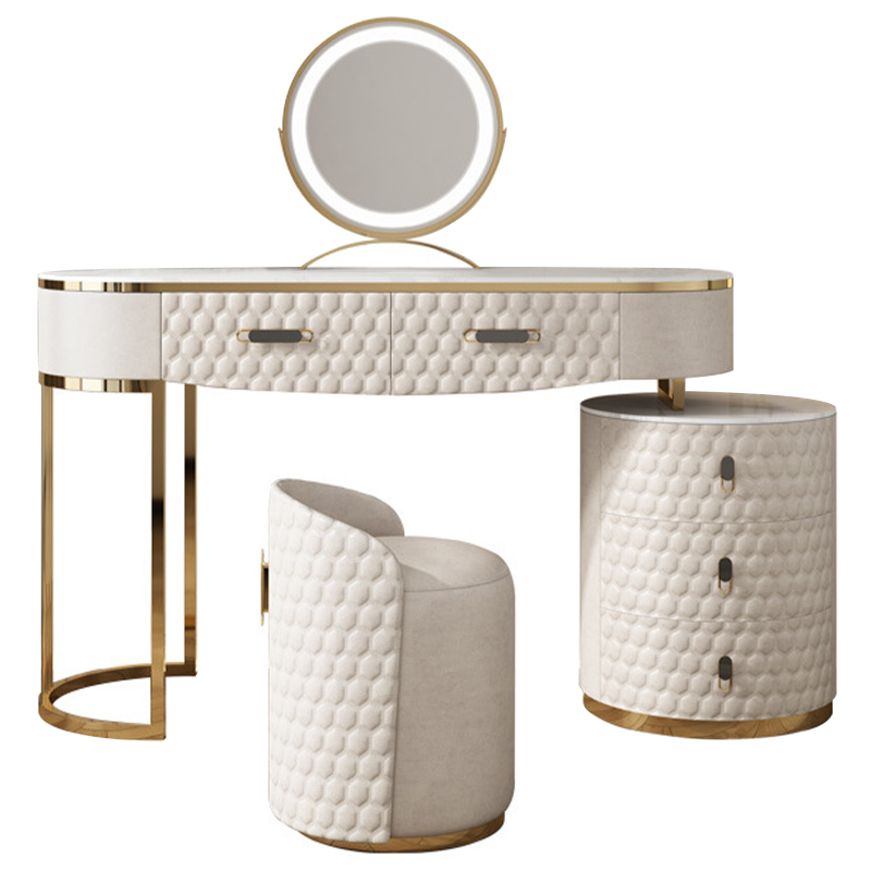 Трельяж Kathryn Bedroom Dressing Table White Белый Глянцевое золото Белый Мрамор Bianco в Краснодаре | Loft Concept 