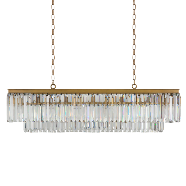 Люстра RH 1920s Odeon Clear Gold Square Chandelier Прозрачное Стекло Латунь в Краснодаре | Loft Concept 