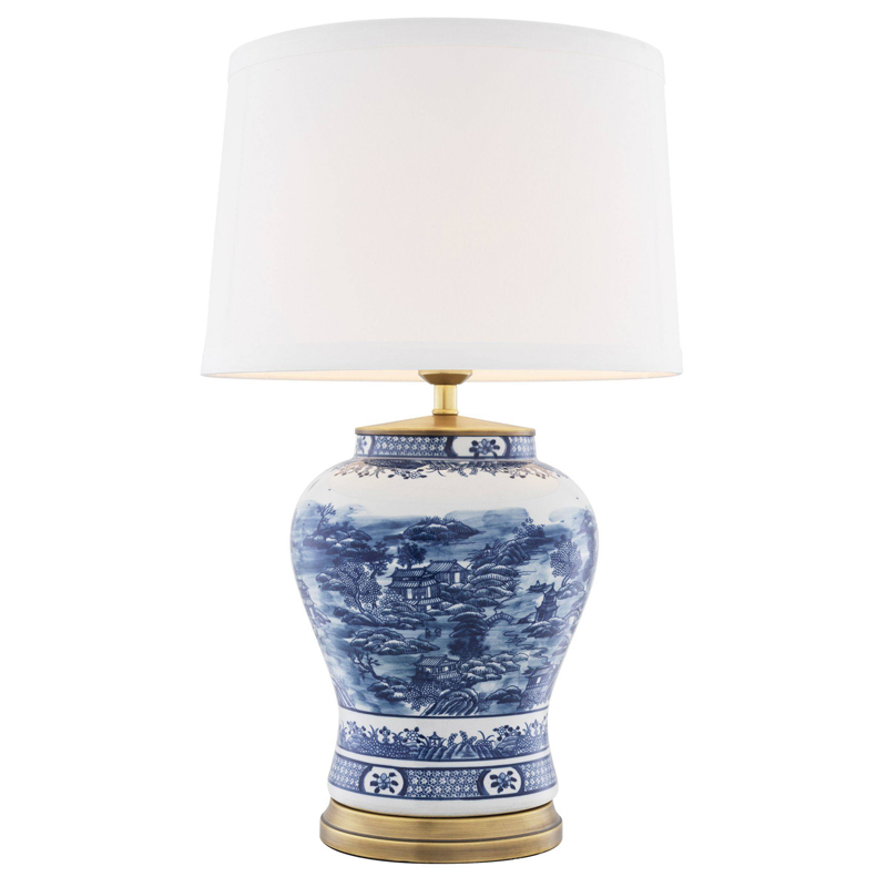 Настольная лампа Eichholtz Table Lamp Chinese Blue Белый Синий Латунь Античная полированная в Краснодаре | Loft Concept 