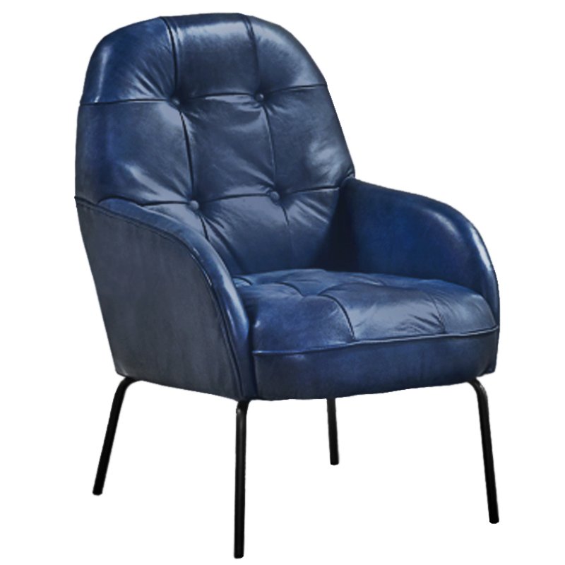 Кресло SHAPKIN LEATHER ARM CHAIR BLUE Синий Черный в Краснодаре | Loft Concept 