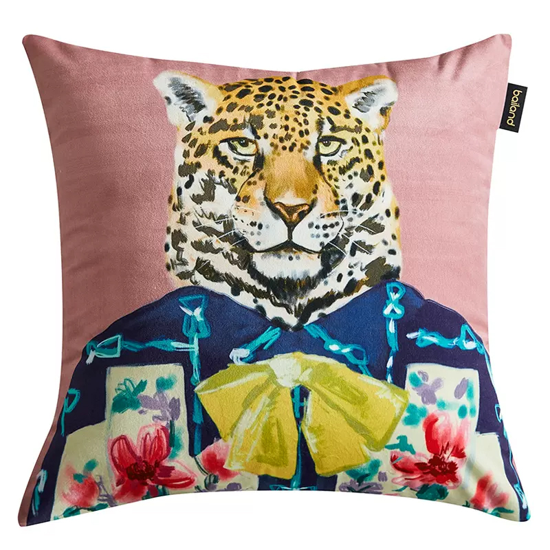 Декоративная подушка Стиль Gucci Leopard Fashion Animals Cushion Pink Розовый Мульти в Краснодаре | Loft Concept 