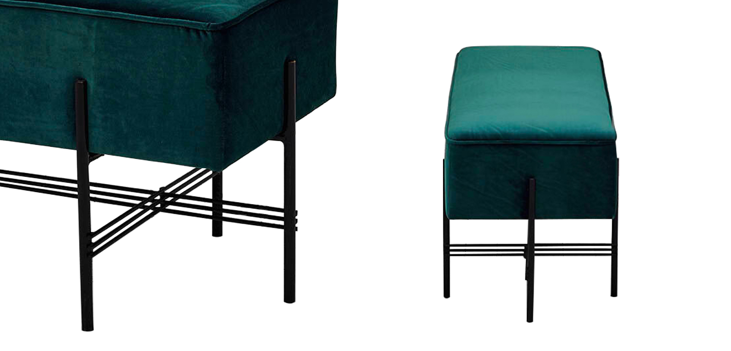 Банкетка изумрудного цвета велюровая Sanjay Velour Banquet Emerald - фото