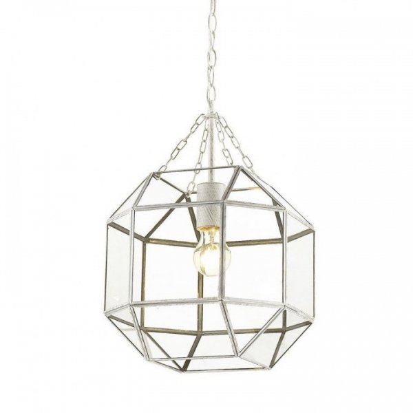 Подвесной светильник Glass & Metal Cage Pendant White Белый в Краснодаре | Loft Concept 