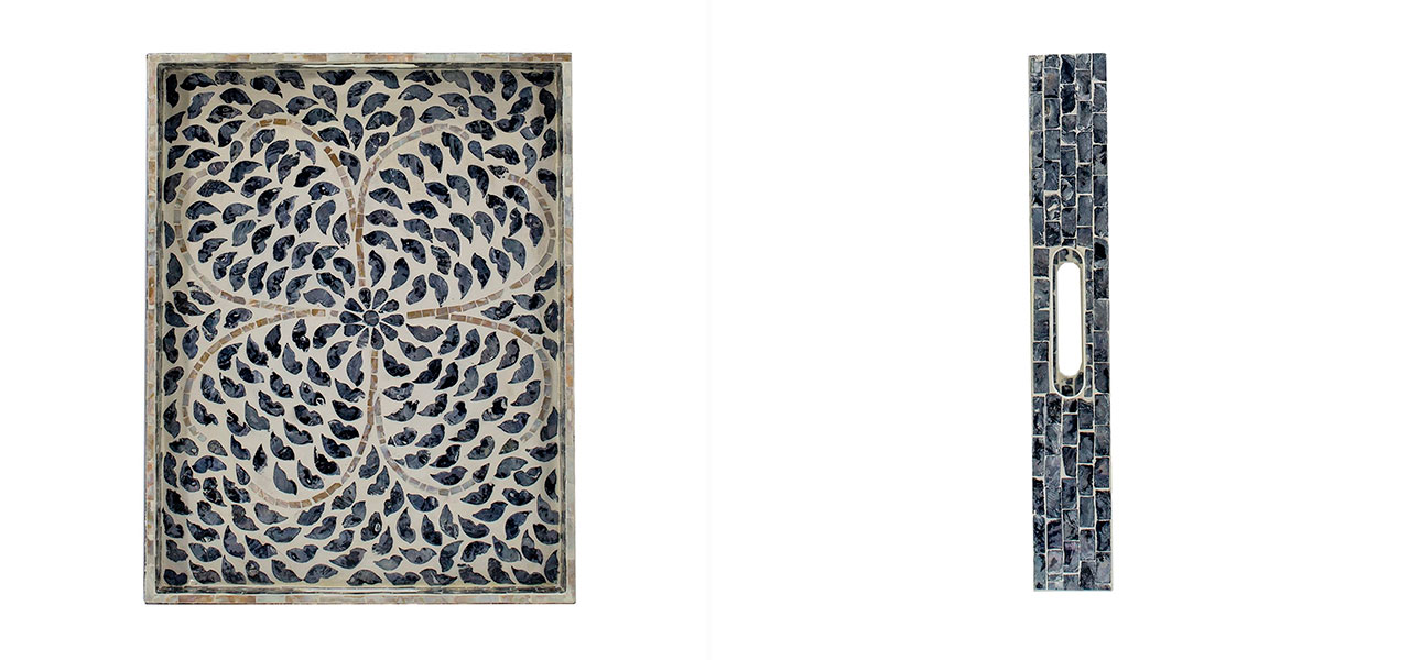 Поднос прямоугольный черный с инкрустацией Barry - фото №1