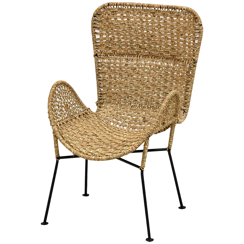 Плетеный стул на металлических ножках Tong Wicker Chair Коричневый Черный в Краснодаре | Loft Concept 