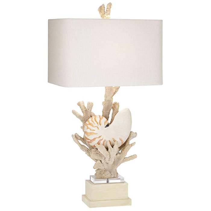 Nautilus Shell and White Coral Table Lamp Молочный Бежевый в Краснодаре | Loft Concept 