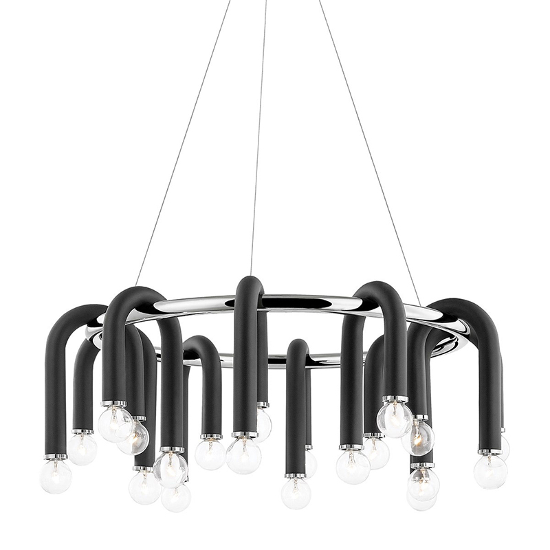 Люстра Paulson floppy chandelier round chrome Черный Хром в Краснодаре | Loft Concept 