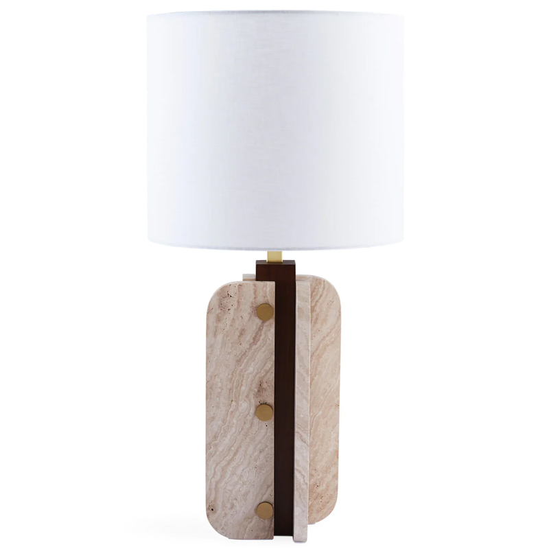 Настольная лампа TOPANGA COLUMN TABLE LAMP Белый Латунь Коричневый Бежевый в Краснодаре | Loft Concept 