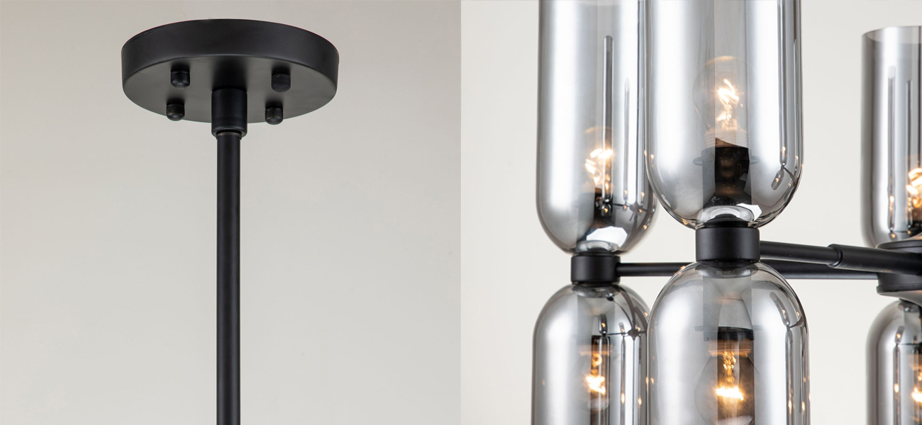 Люстра с плафонами из дымчато-серого стекла Light Maker Studio 10 Ламп - фото №1