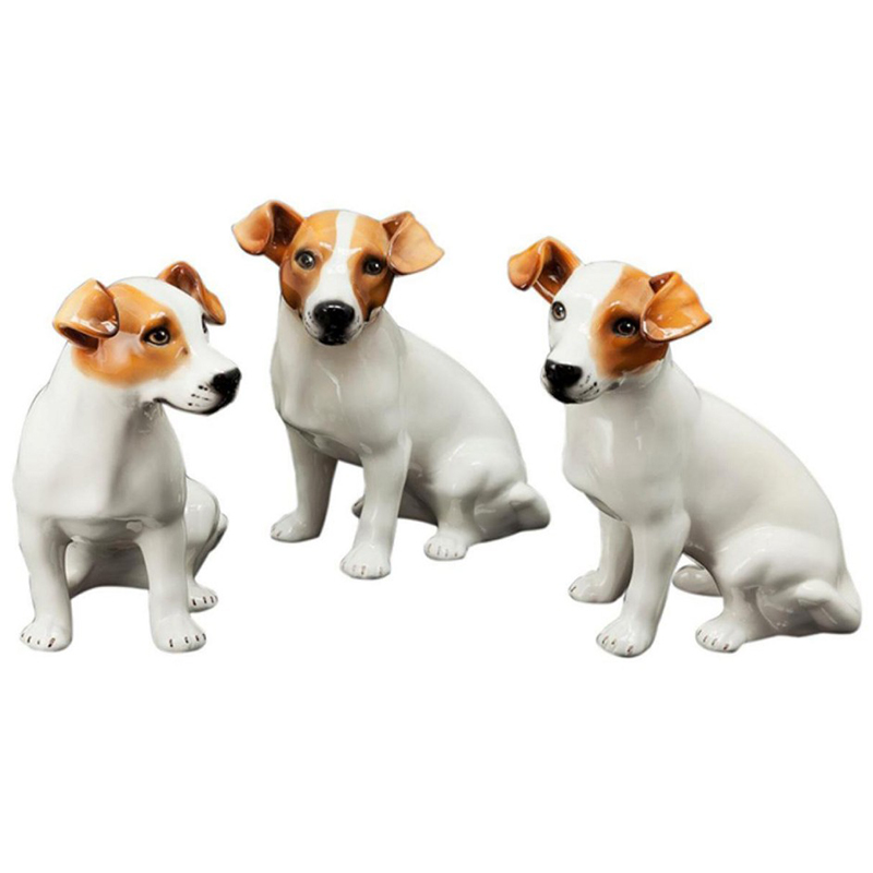 Статуэтки Abhika Jack Russel Set 3 Pcs Белый Коричневый в Краснодаре | Loft Concept 