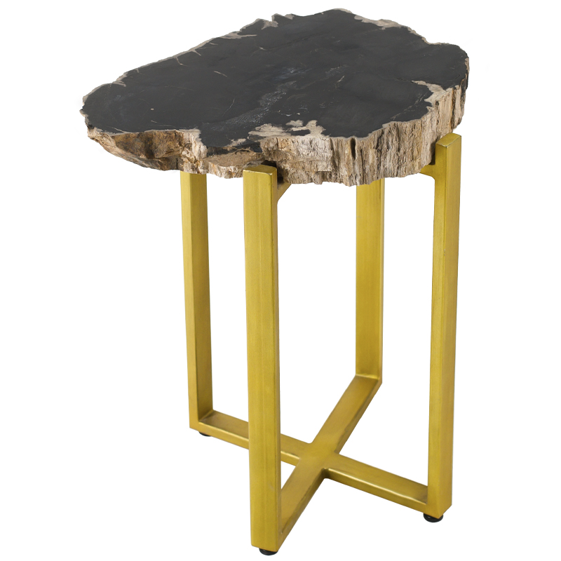 PETRIFIED WOOD COFFEETABLE GOLD S Окаменелое дерево Золотой Бежевый Черный в Краснодаре | Loft Concept 