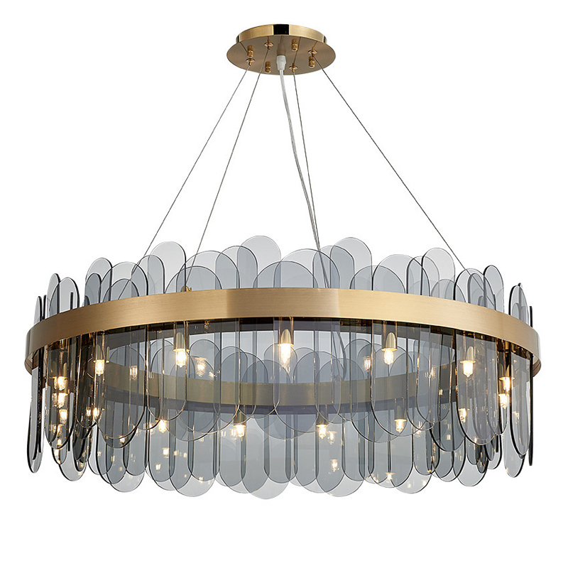 Люстра Blount Chandelier Smokey Латунь Стекло Смок в Краснодаре | Loft Concept 