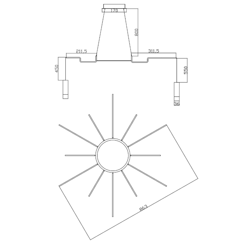 Wireflow LED White Suspension lam 12 патронов в Краснодаре