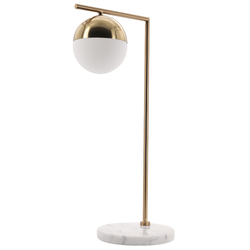 Geneva Glass Table Lamp Globe Латунь Белый Мрамор Bianco в Краснодаре | Loft Concept 