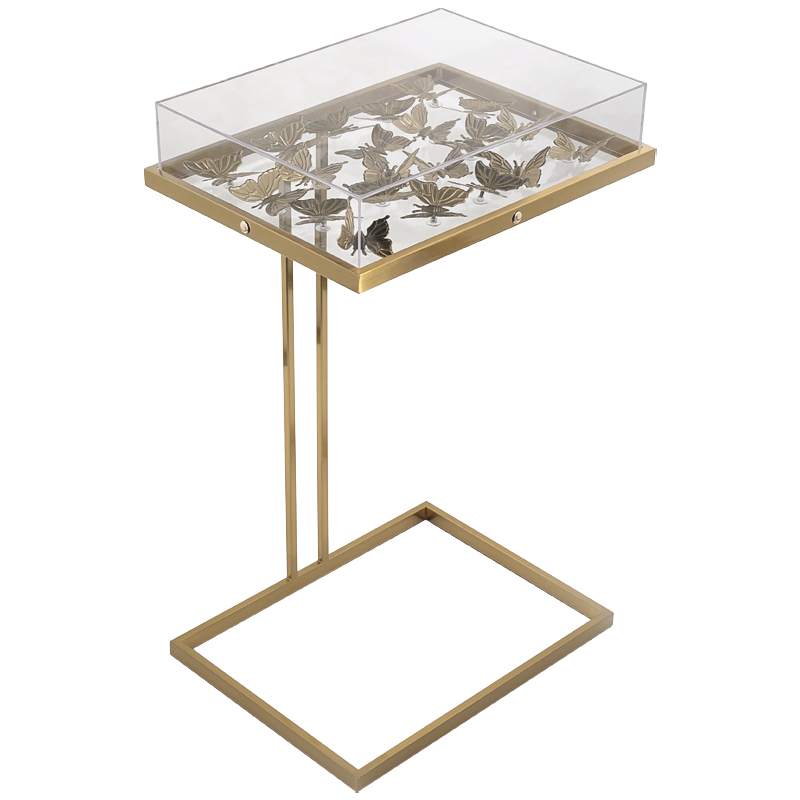 Стол Tommy Mitchell  Butterfly side table Прозрачный Латунь в Краснодаре | Loft Concept 