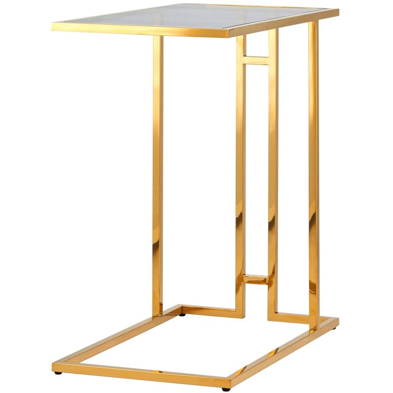 Стол приставной Lasker Milan Tables Gold Золотой Стекло Смок в Краснодаре | Loft Concept 