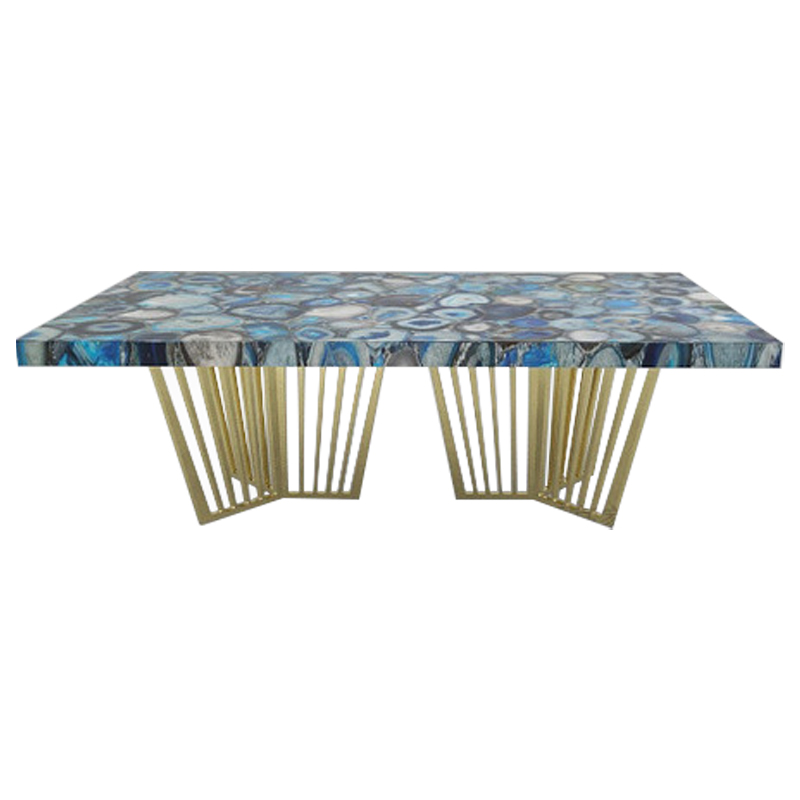 Обеденный стол Agate Design Blue Dining Table Синий Золотой в Краснодаре | Loft Concept 