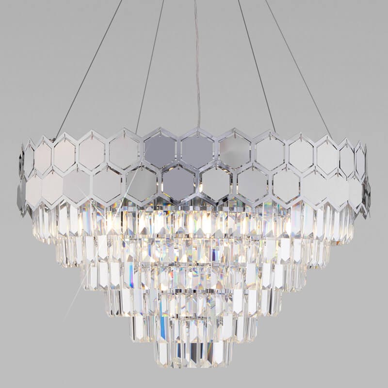 Люстра Hanging Hexagon Moira Chandelier chrome Прозрачный (Transparent) Хром в Краснодаре | Loft Concept 