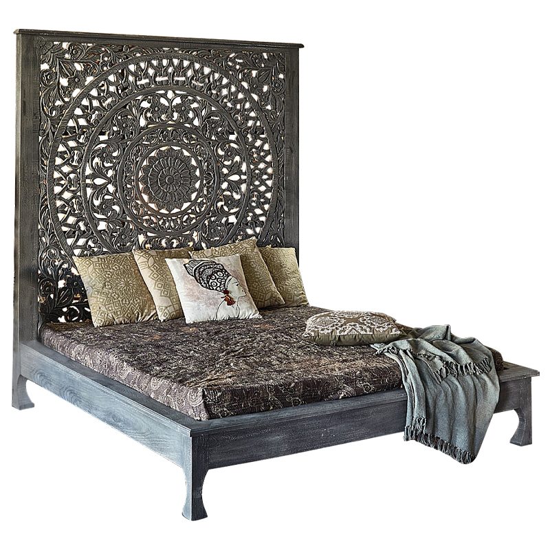 Кровать Indian Antique White Furniture Sarita Bed серый Серый в Краснодаре | Loft Concept 