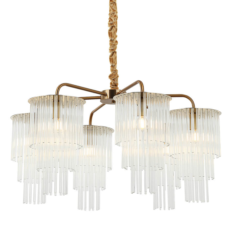 Люстра Harrison Chandelier gold 6 lamp Глянцевое золото Прозрачный в Краснодаре | Loft Concept 