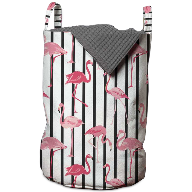 Корзина Flamingo Stripes Basket Черно-белый Розовый пастельный в Краснодаре | Loft Concept 