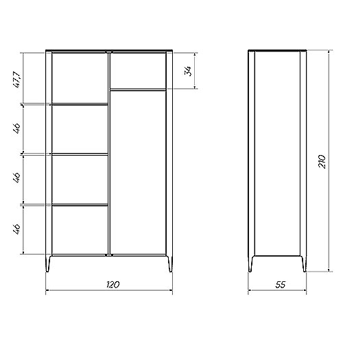 Шкаф двухстворчатый светло-серый Type в Краснодаре