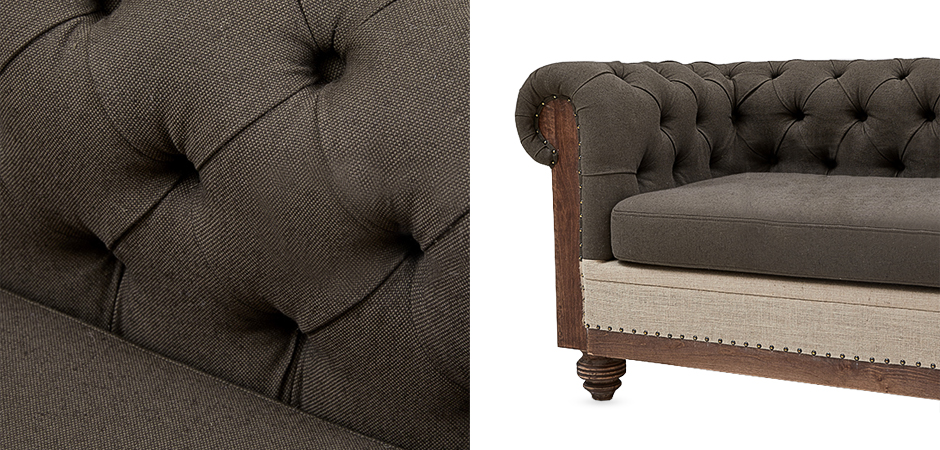 Диван Deconstructed Chesterfield Sofa triple Linen Brown - Loft-Concept в Краснодаре