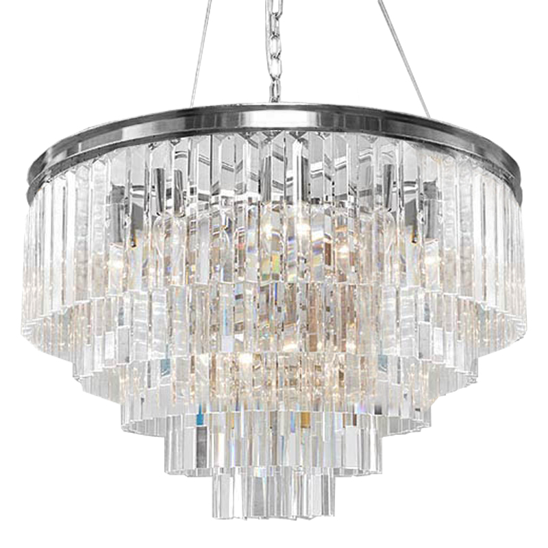 Люстра RH Odeon Chandelier Five Silver 80 Прозрачное Стекло Серебряный в Краснодаре | Loft Concept 