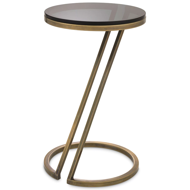 Приставной стол Eichholtz Side Table Falcone Brass Латунь Стекло Смок в Краснодаре | Loft Concept 