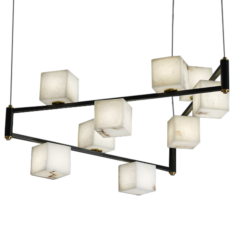 Люстра Marble Cubes Modern Light Chandelier 9 плафонов Белый Мрамор Bianco Черный Латунь в Краснодаре | Loft Concept 