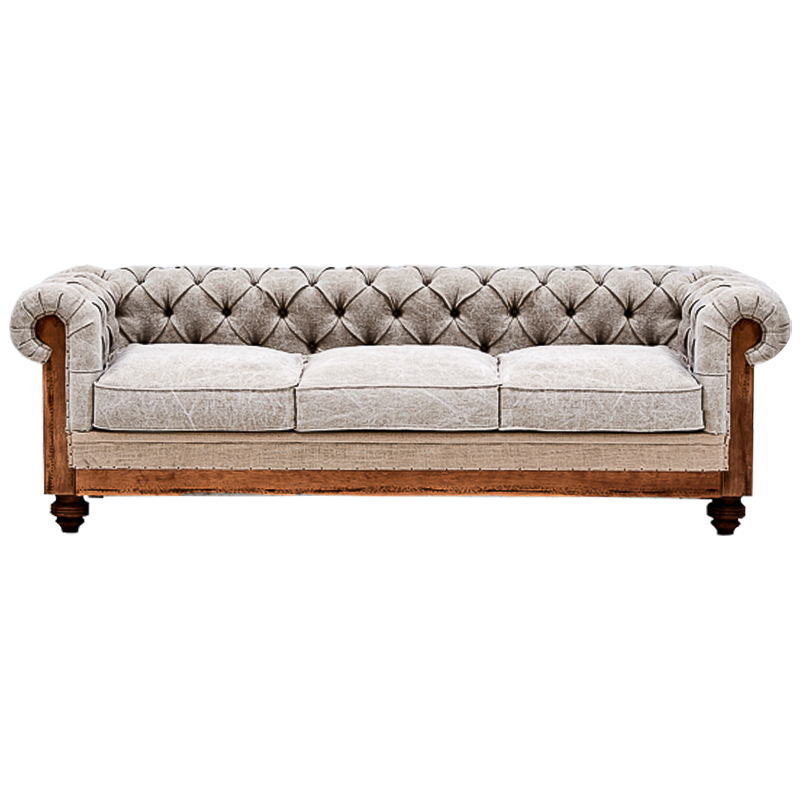 Диван Deconstructed Chesterfield Sofa Triple Gray Серый Бежевый Коричневый в Краснодаре | Loft Concept 