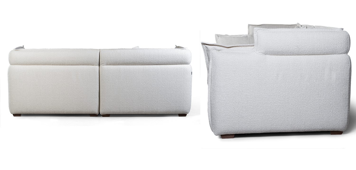 Диван с обивкой из ткани букле Salman Boucle White Sofa Белый - фото