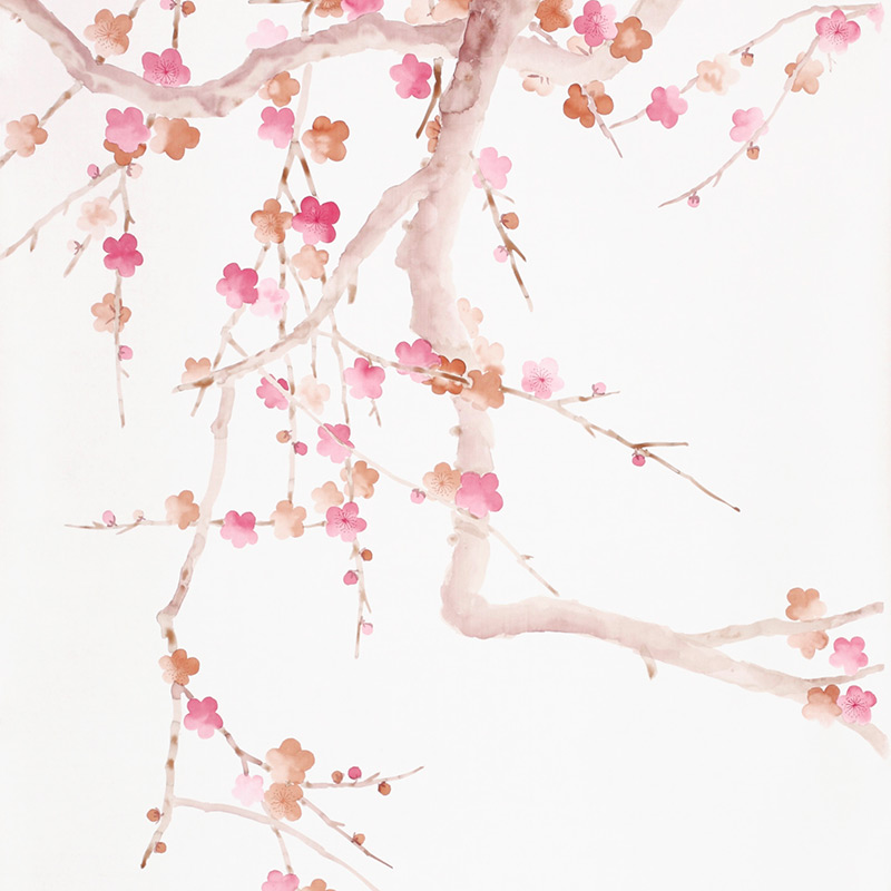 Обои ручная роспись Plum Blossom Bleached on Bleached White dyed silk  в Краснодаре | Loft Concept 