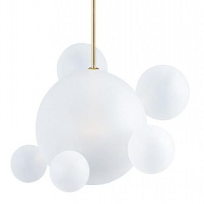 Светильник Giopato & Coombes Bollr Pendant 6 BUBBLE LAMP матовое белое стекло Белый Золотой в Краснодаре | Loft Concept 