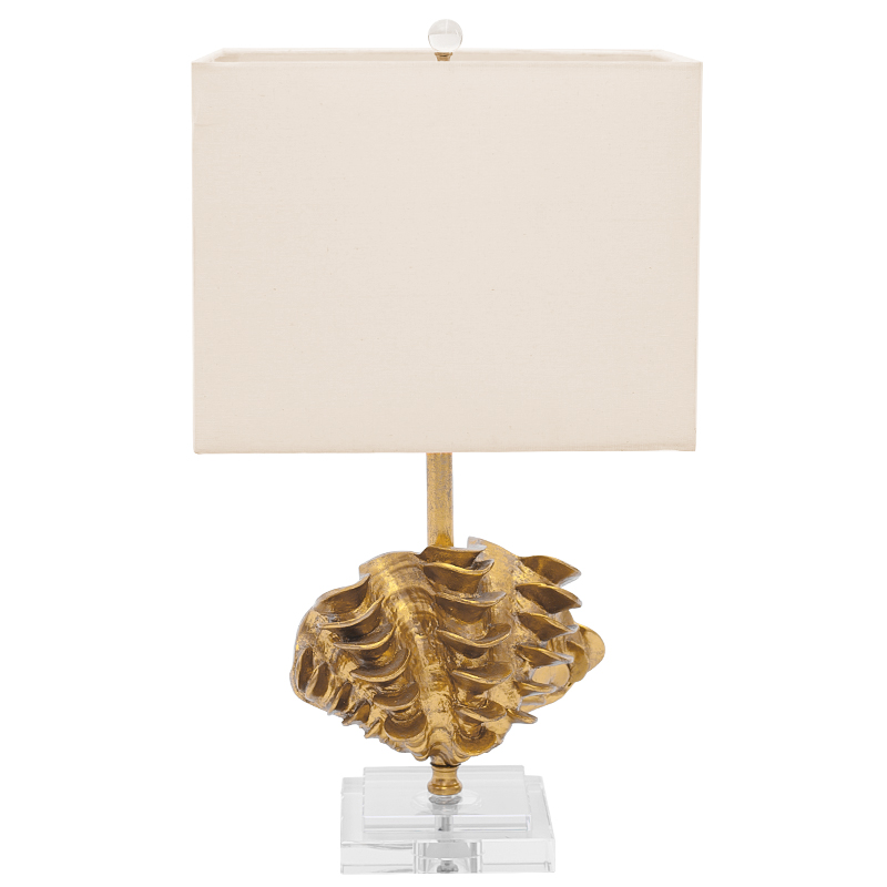 Настольная лампа Golden Shell Table Lamp с абажуром Белый Золотой Прозрачный Бежевый в Краснодаре | Loft Concept 