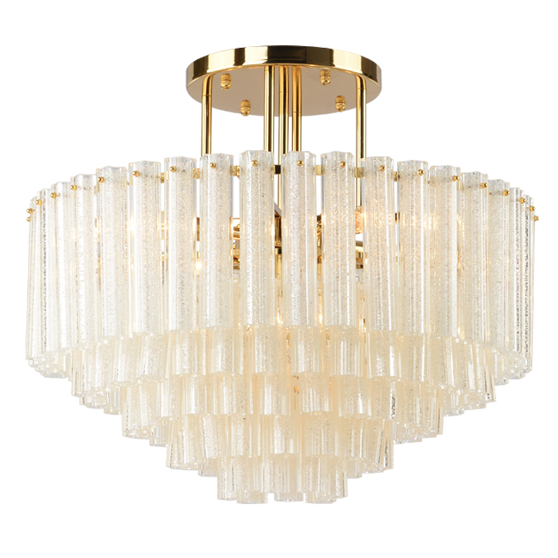 Люстра потолочная на штанге Textured Glass Chandelier Золотой Прозрачное Стекло в Краснодаре | Loft Concept 