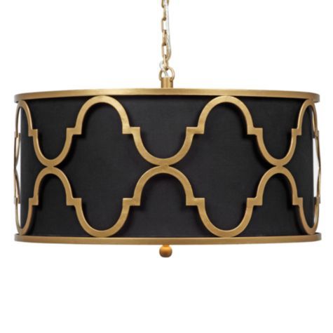 Люстра Black Shade Gold Quatrefoil Overlay Drum Pendant Черный в Краснодаре | Loft Concept 