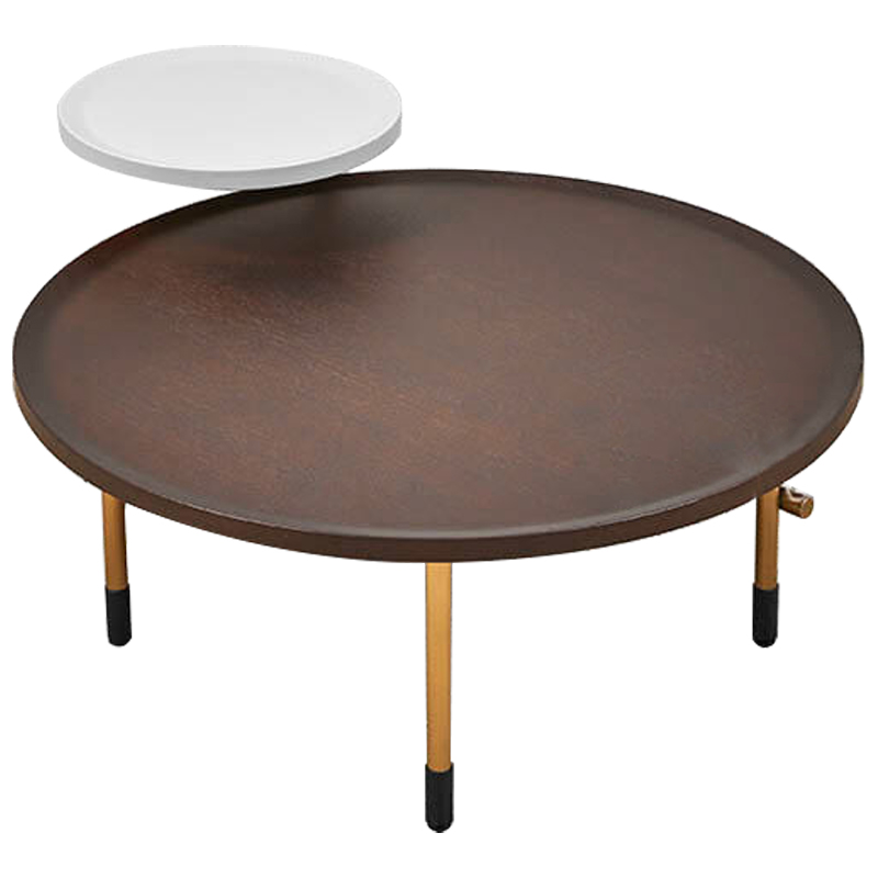 Кофейный стол Alastair Double Round Table Золотой Коричневый Белый в Краснодаре | Loft Concept 