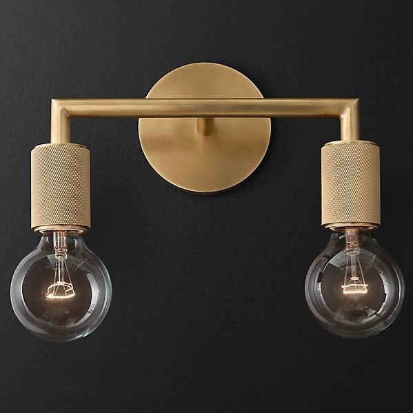 Бра RH Utilitaire Double Sconce Brass Латунь в Краснодаре | Loft Concept 