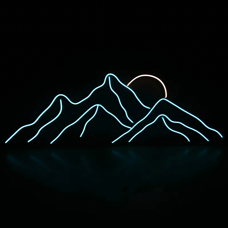 Неоновая настенная лампа Mountains Neon Wall Lamp Прозрачный Бирюзовый Оранжевый в Краснодаре | Loft Concept 