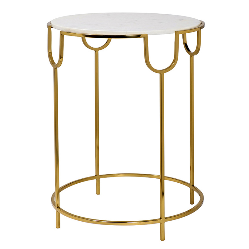 Приставной стол Bettina Side Table Глянцевое золото Белый Мрамор Bianco в Краснодаре | Loft Concept 