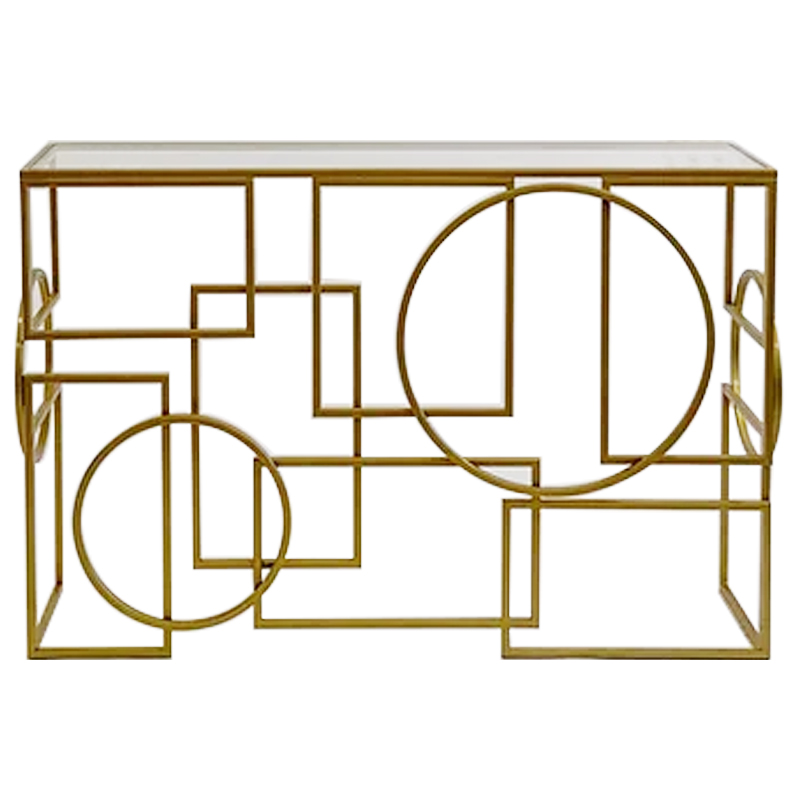 Консоль Geometric Figures Gold Console Золотой Прозрачное Стекло в Краснодаре | Loft Concept 