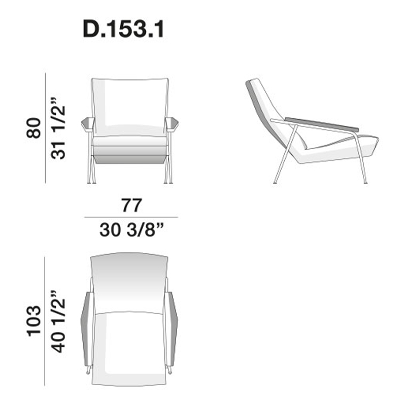 Дизайнерское кресло с подлокотниками Gio Ponti D.153.1 Armchair в Краснодаре