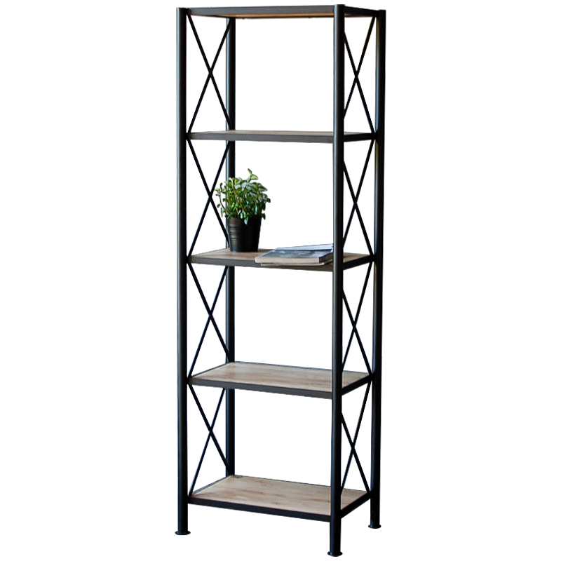 Стеллаж Pheobe Industrial Metal Rust Rack Черный Древесина в Краснодаре | Loft Concept 