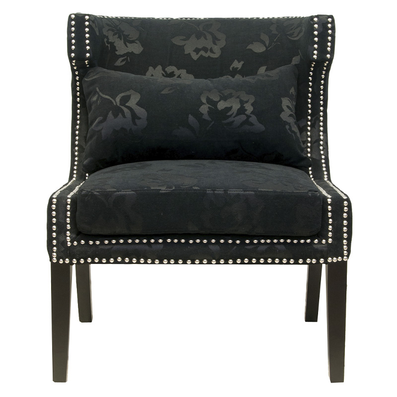 Полукресло с мягкой обивкой из жаккарда на 4-х ножках из массива березы Baroque Armchair black Черный в Краснодаре | Loft Concept 