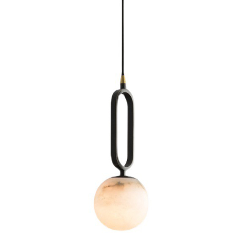 Подвесной светильник Reine Marble Hanging Lamp Черный Белый Мрамор Bianco Латунь в Краснодаре | Loft Concept 