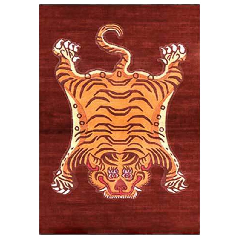 Ковер Тибетский Тигр Tibetan Tiger Rug Red Красный Оранжевый в Краснодаре | Loft Concept 