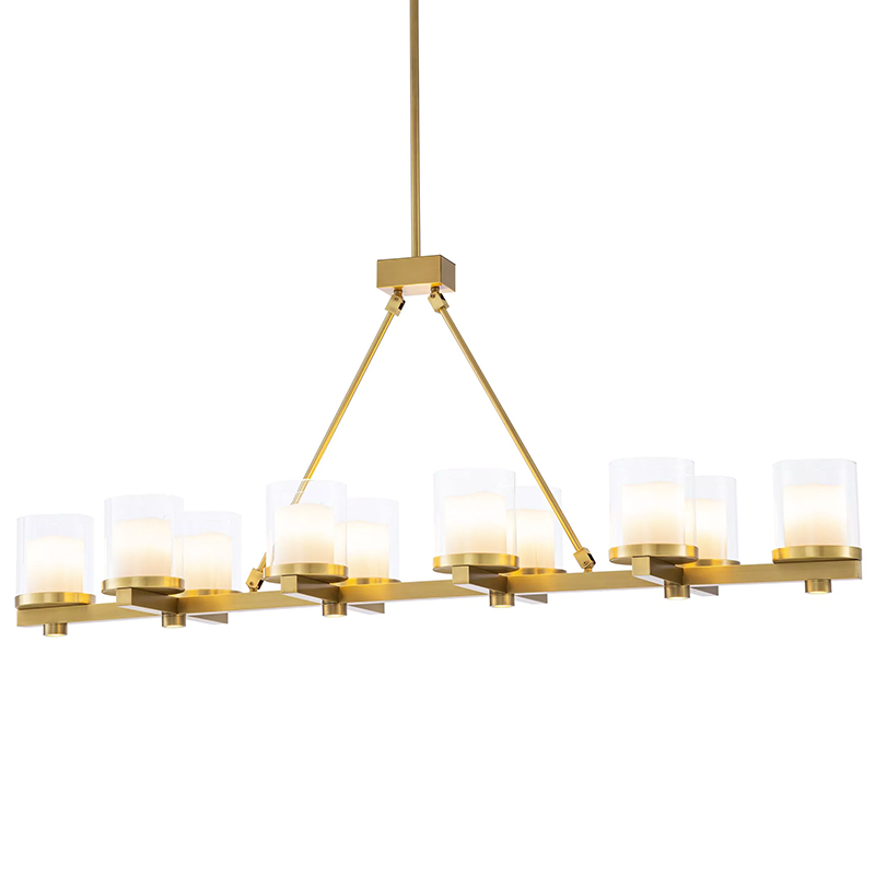 Люстра Eichholtz Chandelier Donovan Brass Латунь Белый Прозрачное Стекло в Краснодаре | Loft Concept 